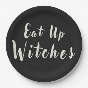 Eat Up Witches Fun Halloween Chic Black Paper Plate