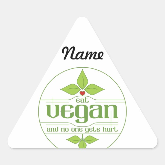 Eat Vegan and No One Gets Hurt Triangle Sticker (Front)