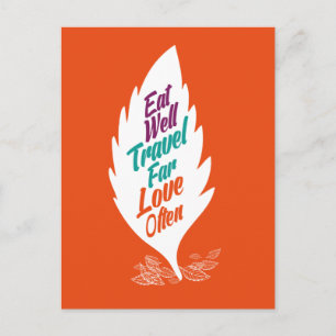 Eat Well Travel Far Love Often Quote Postcard