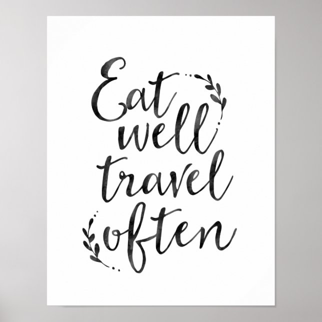 Eat well travel often typography quote poster (Front)