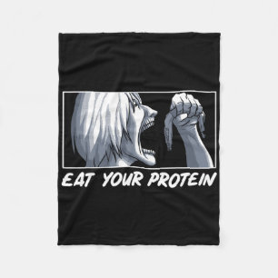 Eat Your Protein Anime Gym Manga Bodybuilding Fitn Fleece Blanket
