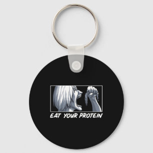 Eat Your Protein Anime Gym Manga Bodybuilding Fitn Key Ring