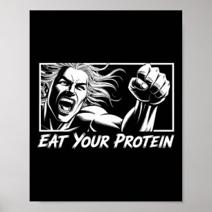 Eat Your Protein Anime Gym Manga Bodybuilding Fitn Poster