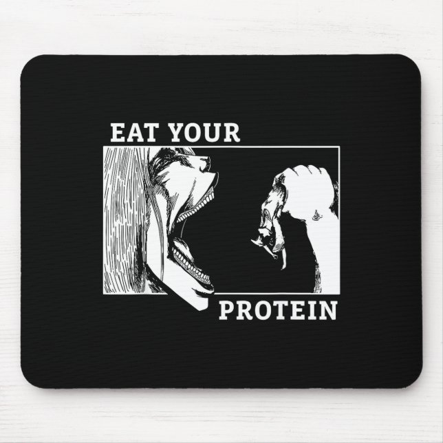 Eat Your Protein Man Vs Gym Fitness  Mouse Pad (Front)