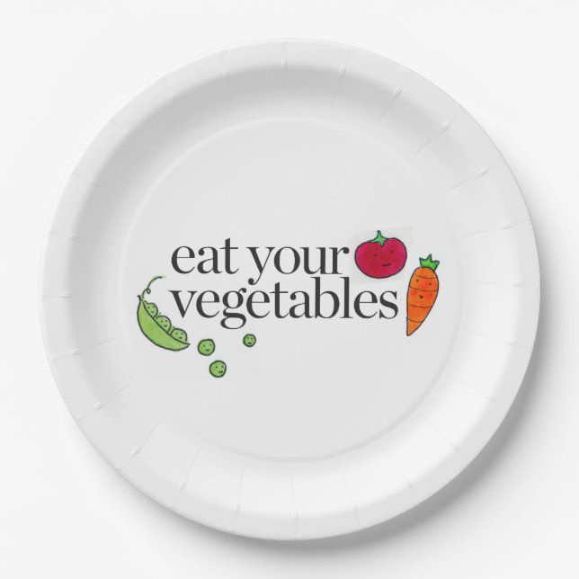 Eat Your Vegetables Paper Plate (Front)