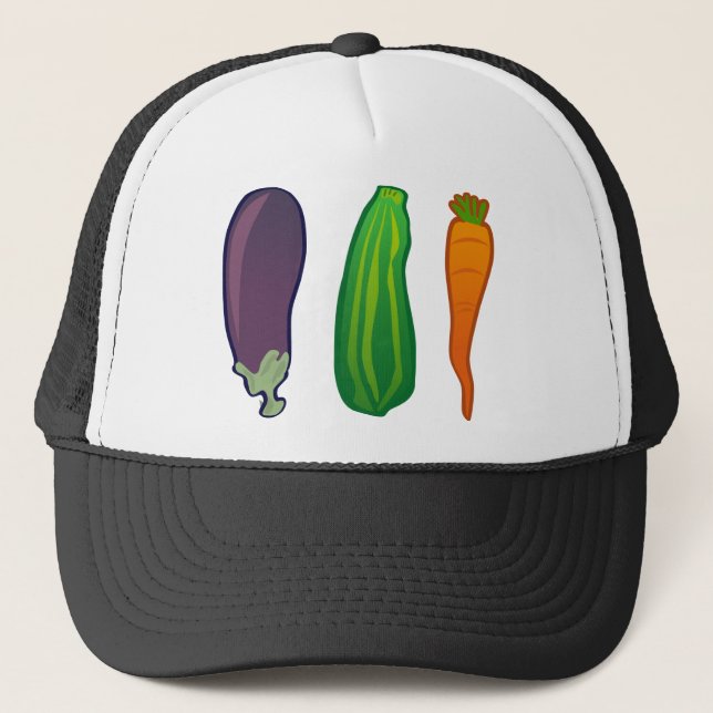 Eat Your Veggies Carrot Zucchini Eggplant Hat (Front)