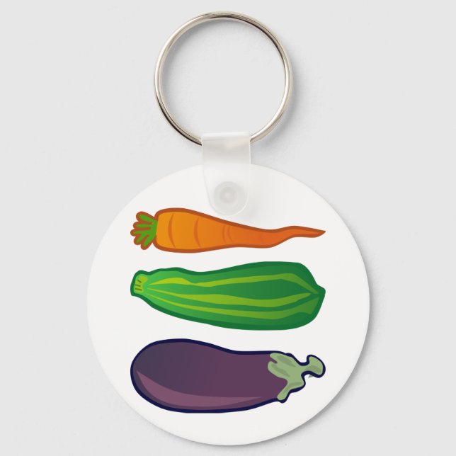 Eat Your Veggies Carrot Zucchini Eggplant Keychain (Front)