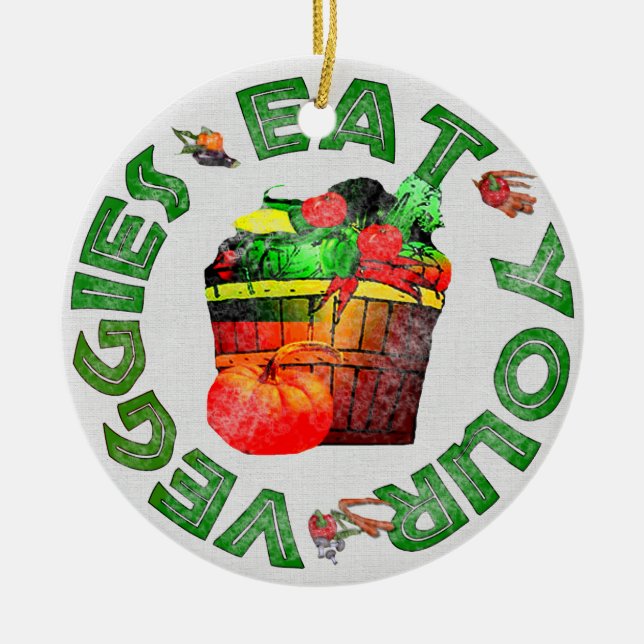 Eat Your Veggies Ceramic Tree Decoration (Front)