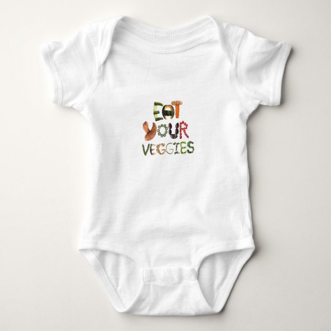 Eat Your Veggies Cute Baby Bodysuit (Front)