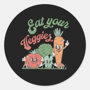 Eat Your Veggies Farmers Market Vegan Vegetarian V Classic Round Sticker