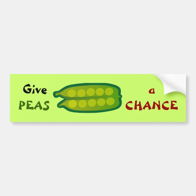 Eat Your Veggies Give PEAS a CHANCE Bumper Sticker (Front)