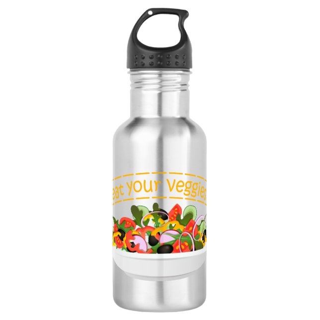 Eat Your Veggies Quote fresh salad mix bowl 532 Ml Water Bottle (Front)