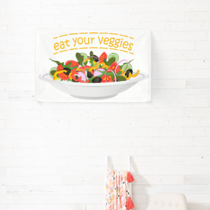 Eat Your Veggies Quote fresh salad mix bowl Banner