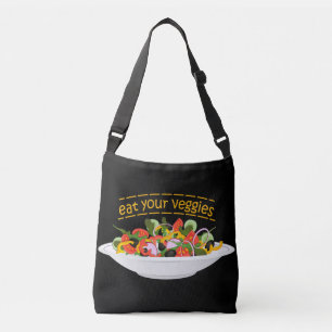 Eat Your Veggies Quote fresh salad mix bowl Crossbody Bag