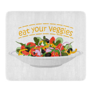 Eat Your Veggies Quote fresh salad mix bowl Cutting Board