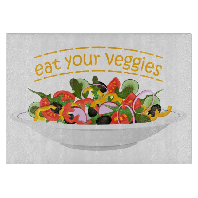 Eat Your Veggies Quote fresh salad mix bowl Cutting Board (Front)