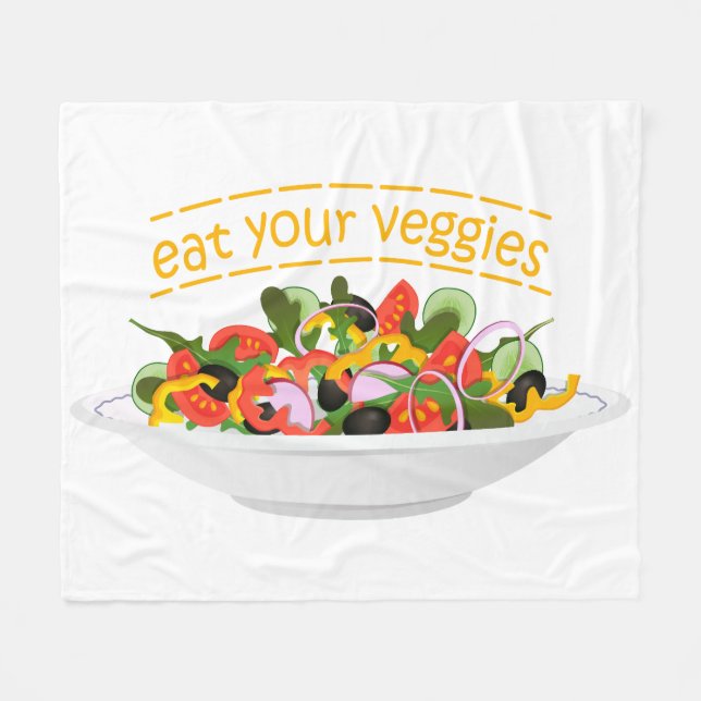Eat Your Veggies Quote fresh salad mix bowl Fleece Blanket (Front (Horizontal))