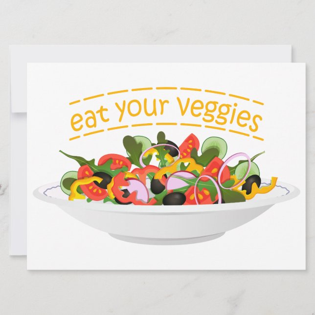 Eat Your Veggies Quote fresh salad mix bowl Holiday Card (Front)