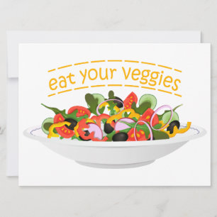 Eat Your Veggies Quote fresh salad mix bowl Holiday Card