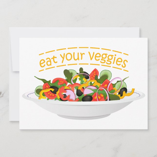 Eat Your Veggies Quote fresh salad mix bowl Invitation (Front)