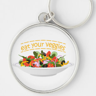 Eat Your Veggies Quote fresh salad mix bowl Key Ring
