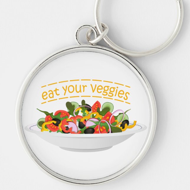 Eat Your Veggies Quote fresh salad mix bowl Key Ring (Front)