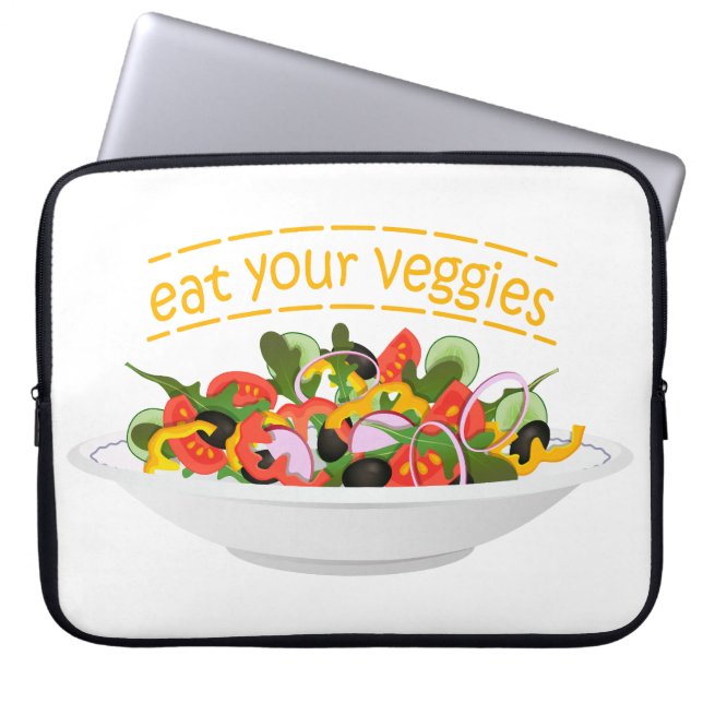 Eat Your Veggies Quote fresh salad mix bowl Laptop Sleeve (Front)