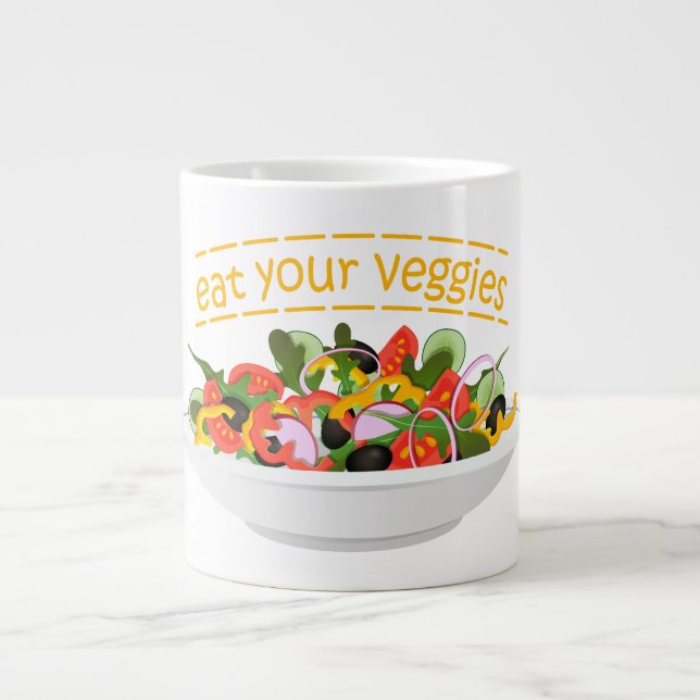 Eat Your Veggies Quote fresh salad mix bowl Large Coffee Mug (Front)
