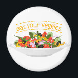 Eat Your Veggies Quote fresh salad mix bowl Magnet<br><div class="desc">Plate full of vegetables and quote</div>