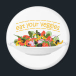 Eat Your Veggies Quote fresh salad mix bowl Magnet<br><div class="desc">Plate full of vegetables and quote</div>