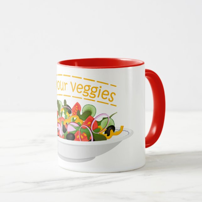 Eat Your Veggies Quote fresh salad mix bowl Mug (Front Right)