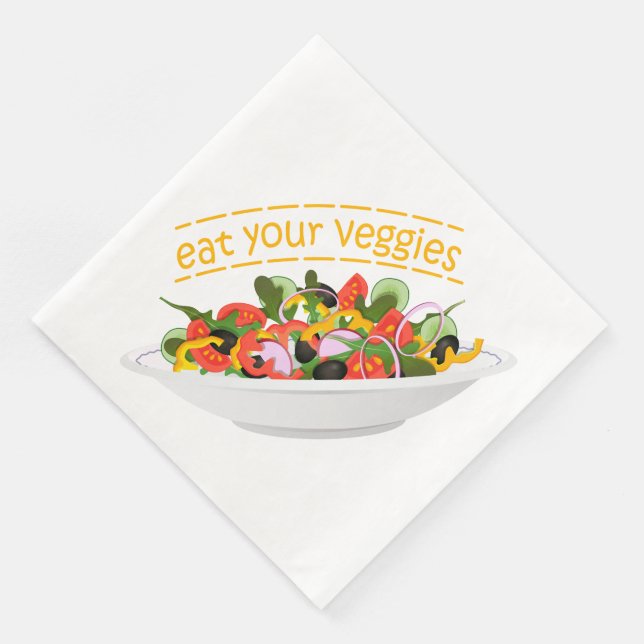 Eat Your Veggies Quote fresh salad mix bowl Napkin (Corner)