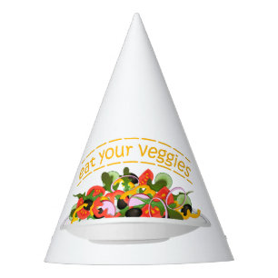 Eat Your Veggies Quote fresh salad mix bowl Party Hat