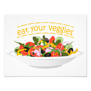 Eat Your Veggies Quote fresh salad mix bowl Photo Print