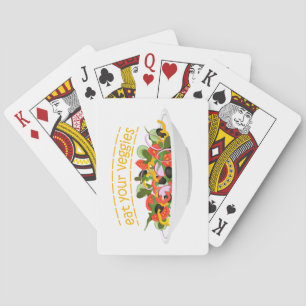 Eat Your Veggies Quote fresh salad mix bowl Playing Cards
