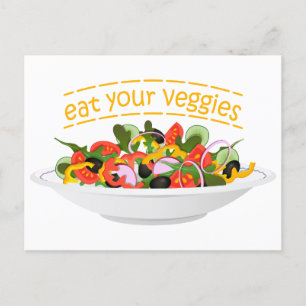 Eat Your Veggies Quote fresh salad mix bowl Postcard