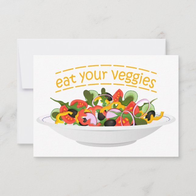 Eat Your Veggies Quote fresh salad mix bowl Thank You Card (Front)