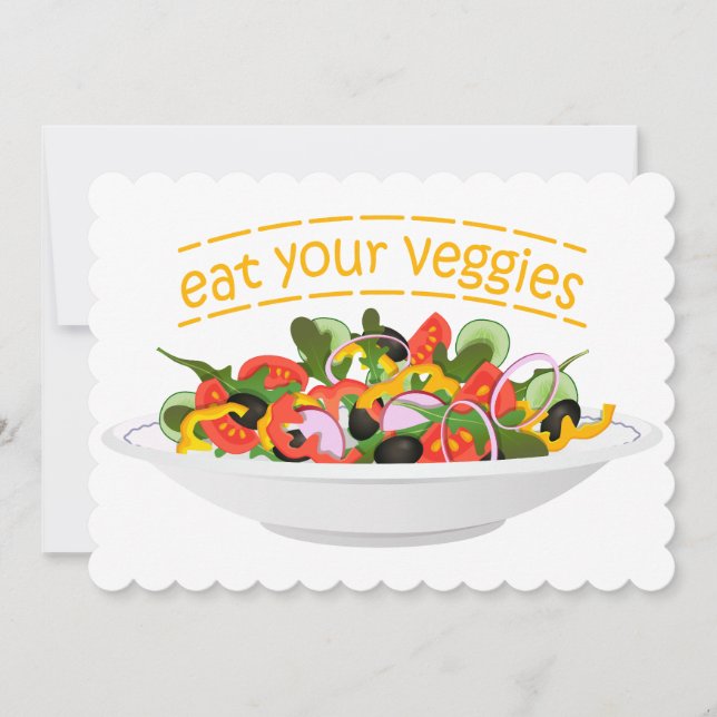 Eat Your Veggies Quote fresh salad mix bowl Thank You Card (Front)