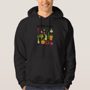 Eat your Veggies Retro 90s Style Vegetable  Vegan Hoodie
