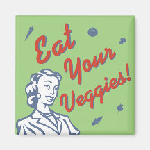 Eat Your Veggies retro woman Magnet