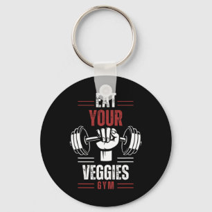 Eat Your Veggies Vegan Fitness Gym Workout Food Vi Key Ring