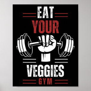 Eat Your Veggies Vegan Fitness Gym Workout Food Vi Poster