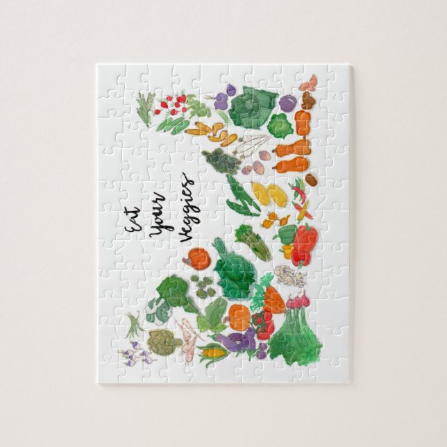 Eat Your Veggies (vegetable illustration vegan) Jigsaw Puzzle (Vertical)