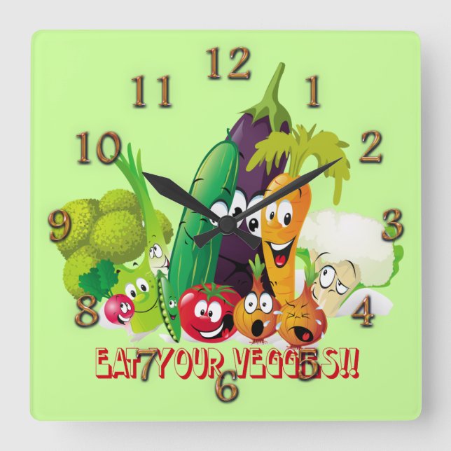 Eat your veggies Wall Clock (Front)