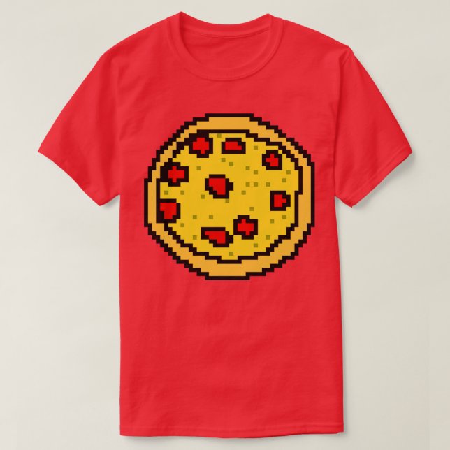 Eating 8bit Pixelart Pizza Food T-Shirt (Design Front)