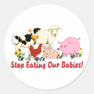 Eating Animal Babies Classic Round Sticker