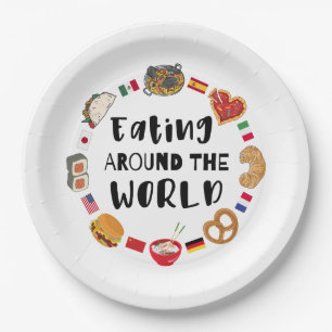Eating around the world paper plate