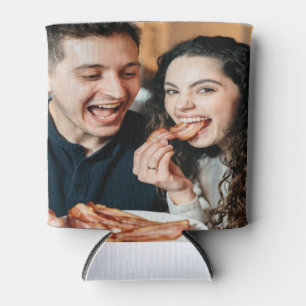 Eating Bacon Photo Customize Personalize Can Cooler