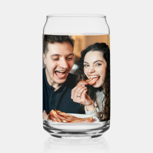 Eating Bacon Photo Customize Personalize Can Glass