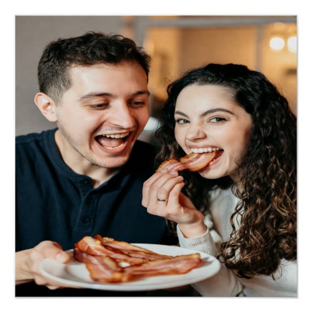 Eating Bacon Photo Customize Personalize Poster (Front)